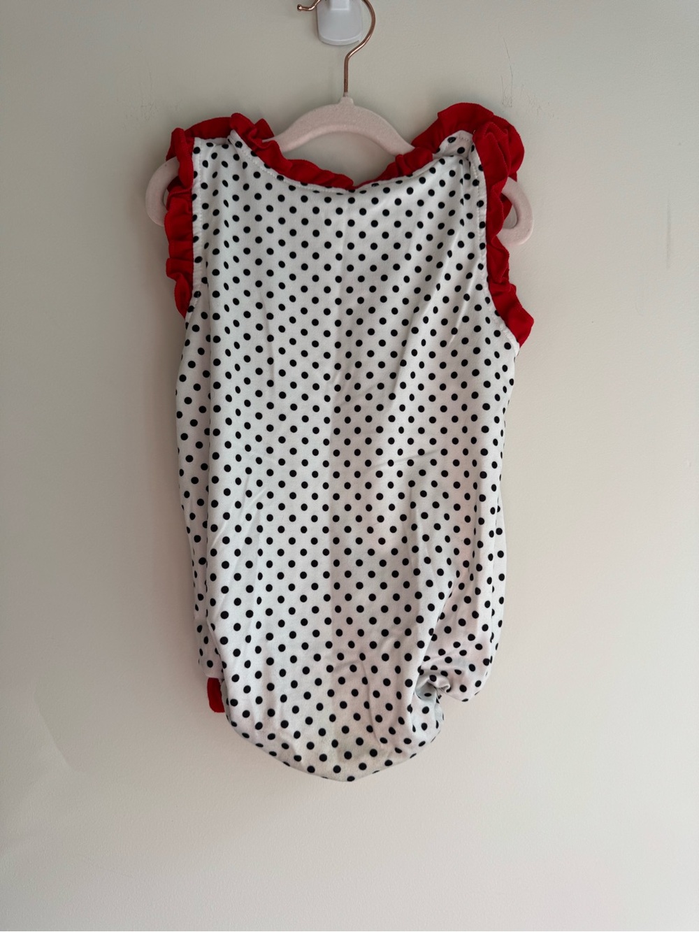 University Bulldogs Polka Dot Ruffle Baby One-Piece - White & Red - Picture 2 of 2